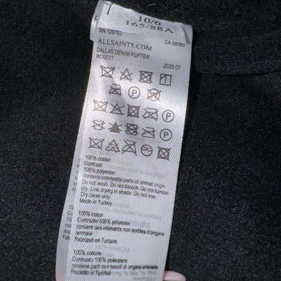 ALLSAINTS DENIM PUFFER JACKET SIZE 6 (Medium) NEVER WORN - Picture 5 of 7